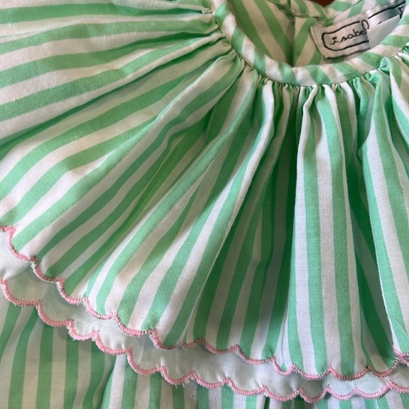 Isabel Garreton oversized collar bubble romper 12 months green stripe boutique - Picture 3 of 8